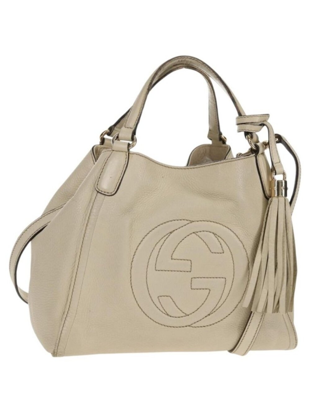 Authentic GUCCI Soho Shoulder Bag Leather 2way White